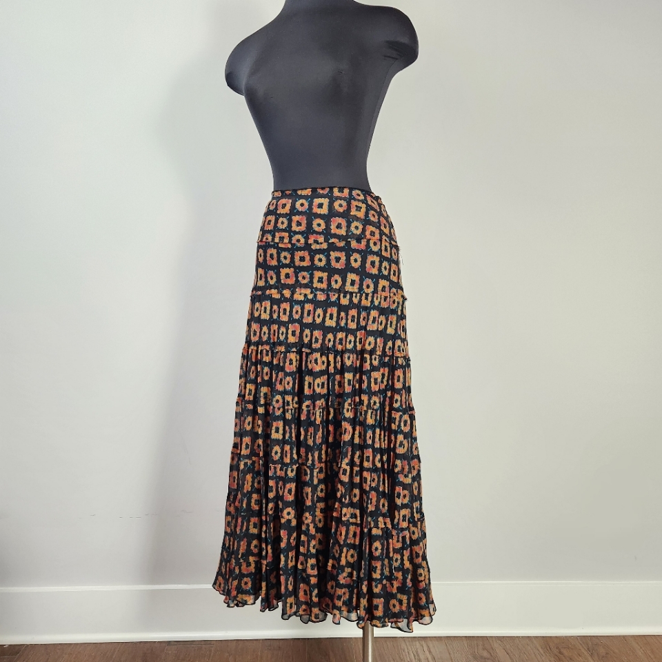 Jones New York Woman Plus Size Silk Tiered Maxi Skirt
